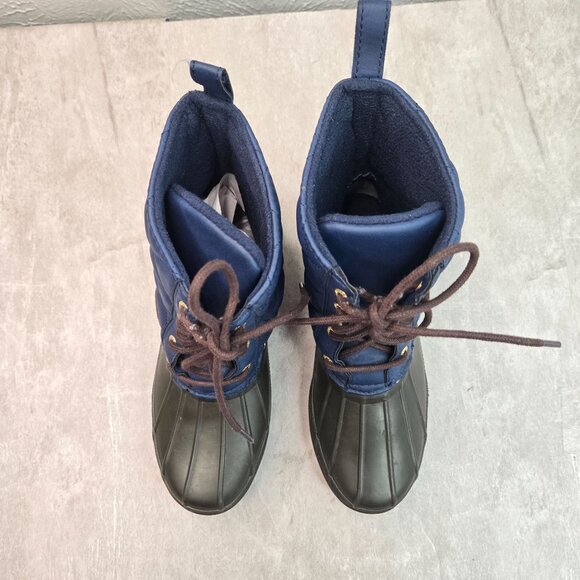 Sperry Outdoor Rain Boot 6 Navy Blue Brown Quilted Gorpcore Rubber Winter Bootie - Picture 2 of 10